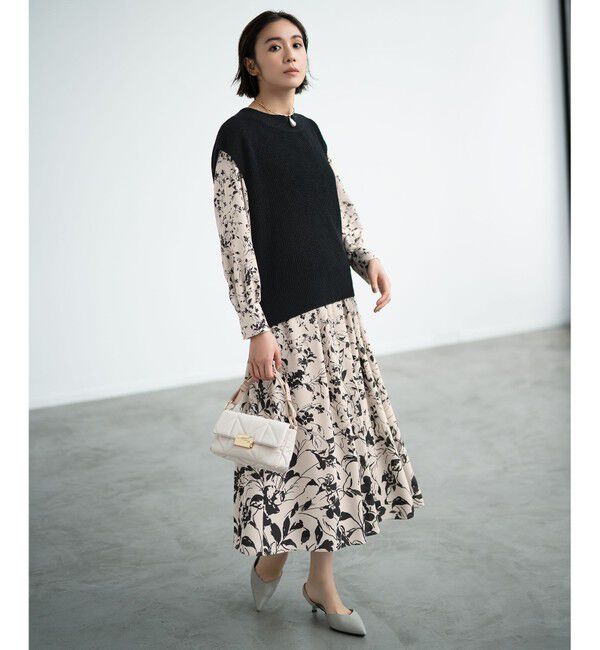 自由区「【XSサイズ～/洗える】リネンミドルゲージ ニットベスト」|ベスト・ジレ|