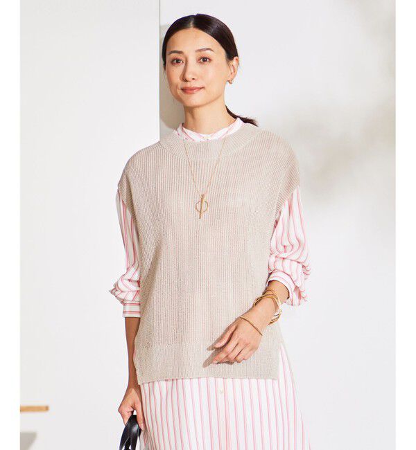 自由区「【洗える】リネンミドルゲージニット ベスト」|ベスト・ジレ|