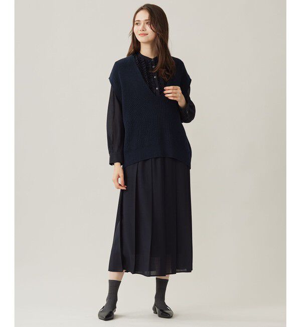 自由区「【洗える】コットンウールミドルゲージニット ベスト」|ベスト・ジレ|