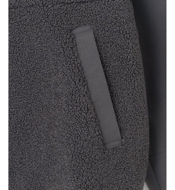 自由区「【洗える】ボアコンビ アウター」|ノーカラージャケット|