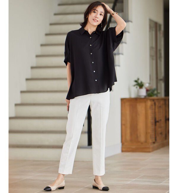 自由区「【接触冷感・UVカット・吸水速乾・洗える】シェルタリングテーパード パンツ」|その他|