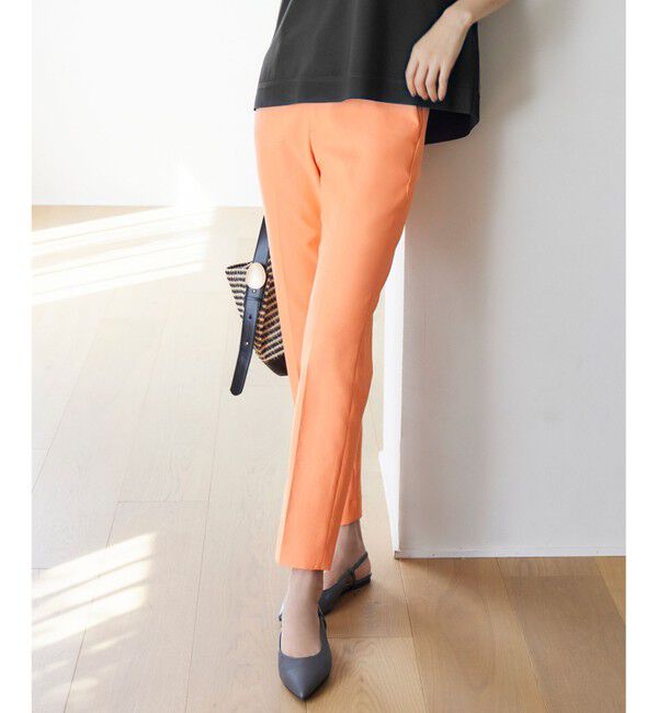 自由区「【接触冷感・UVカット・吸水速乾・洗える】シェルタリングテーパード パンツ」|その他|オレンジ