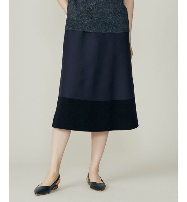 自由区「モールブロッキングニット スカート」|スカート|ネイビー
