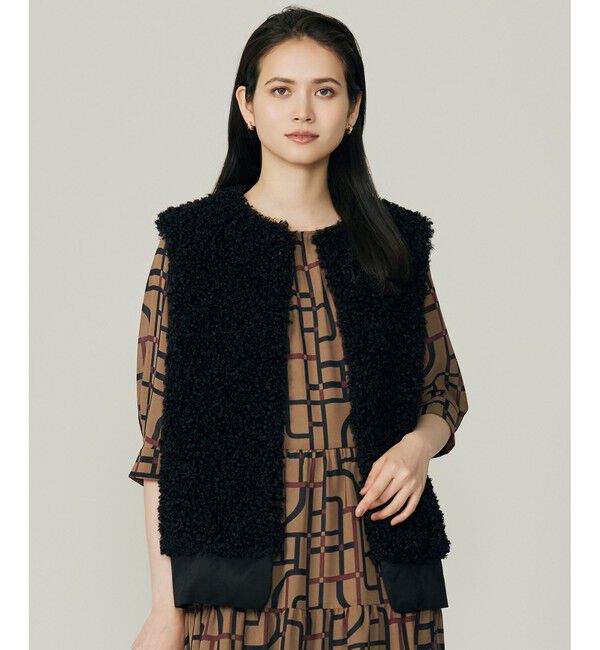 自由区「【SHIHOさん着用】カルガンラムエコファー ジレ」|ベスト・ジレ|ブラック