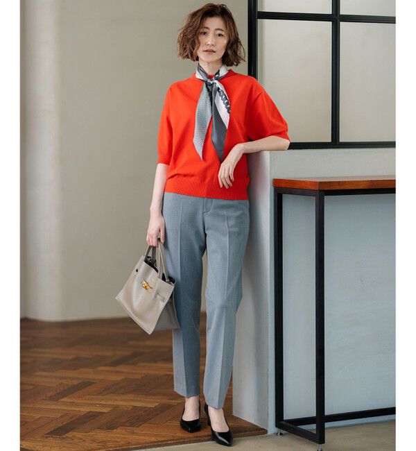 23区「【洗える】ヴィスコースストレッチ 半袖 ニット」|ニット・セーター|