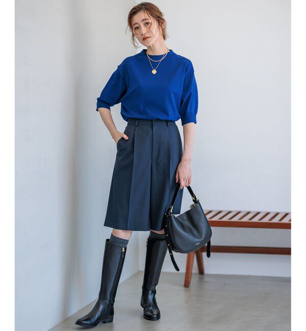 23区「【洗える】ヴィスコースストレッチ 半袖 ニット」|ニット・セーター|