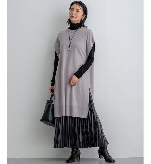 23区「【洗える】コンパクトウール ロングベスト」|ベスト・ジレ|