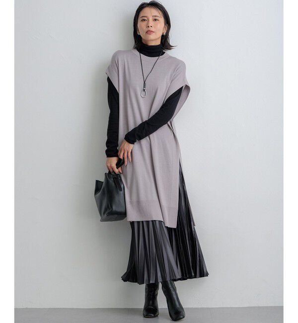 23区「【洗える】コンパクトウール ロングベスト」|ベスト・ジレ|