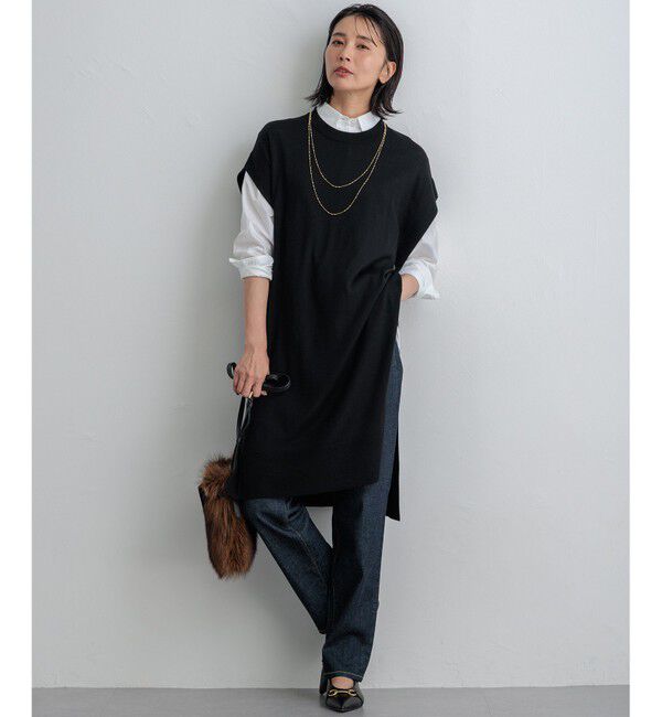 23区「【洗える】コンパクトウール ロングベスト」|ベスト・ジレ|