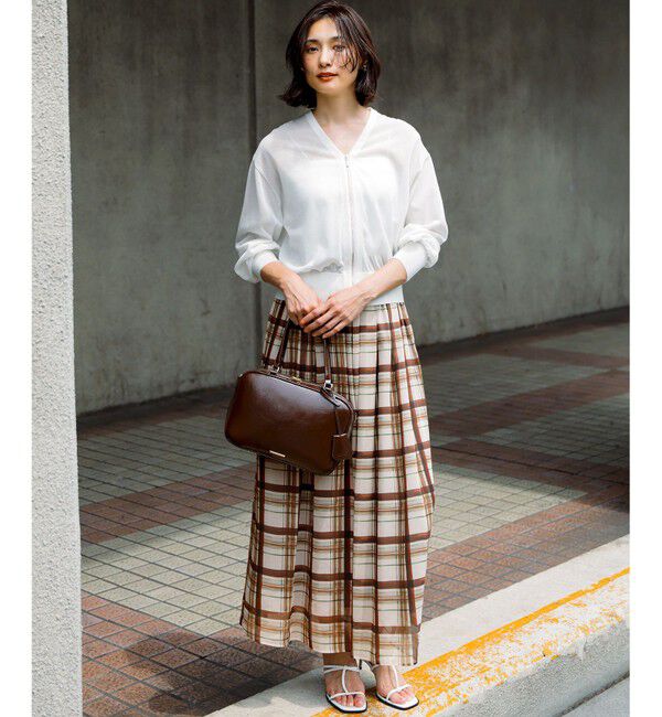 23区「【WEB&一部店舗限定/洗える】手書き風チェックプリント ギャザー スカート」|スカート|
