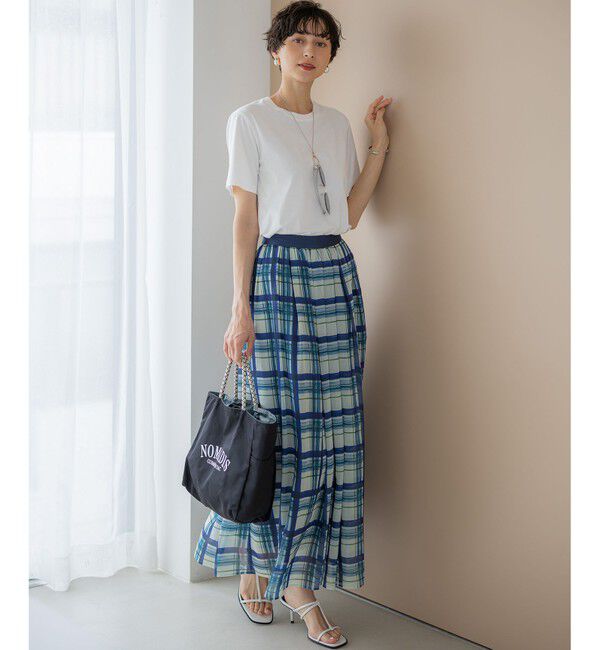 23区「【WEB&一部店舗限定/洗える】手書き風チェックプリント ギャザー スカート」|スカート|