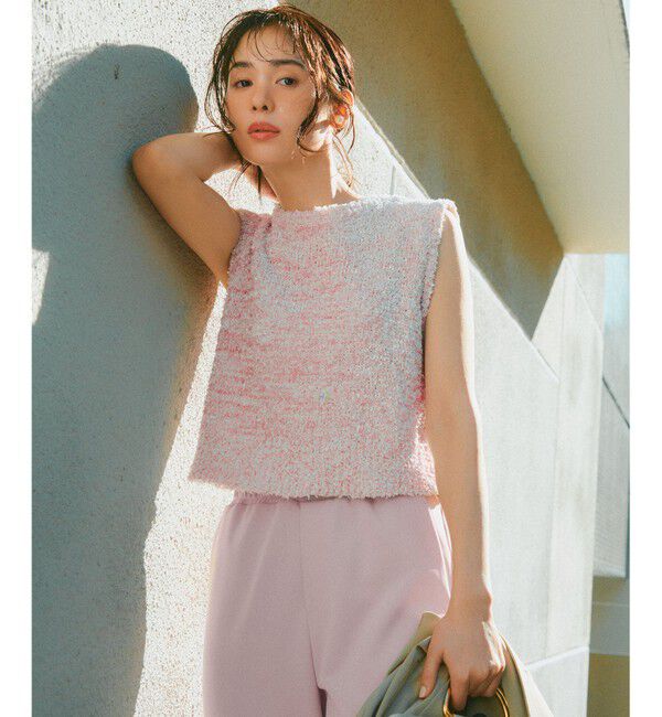 ANY SIS「【前後着用可】リボンヤーン ベスト」|ベスト・ジレ|