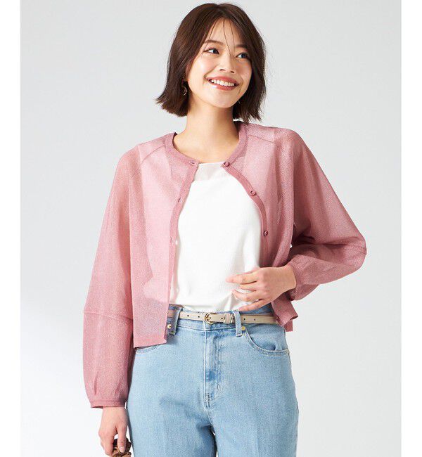 ANY SIS「【洗える】シアーランタンスリーブ カーディガン」|カーディガン|ベリーピンク