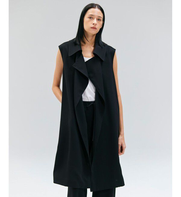 BEIGE,「FLEUR / ラップデザインロングジレ」|ベスト・ジレ|Black