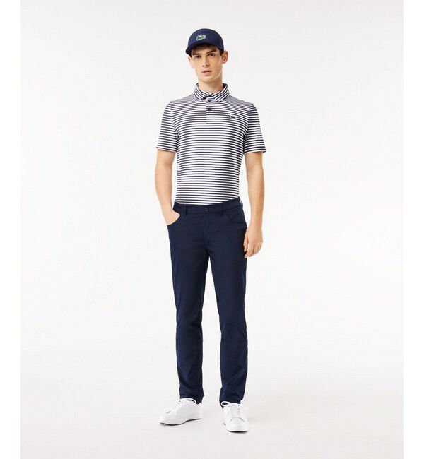 LACOSTE「UVカット UPF50+ ウルトラドライバイカラーボーダーポロシャツ」|ポロシャツ|