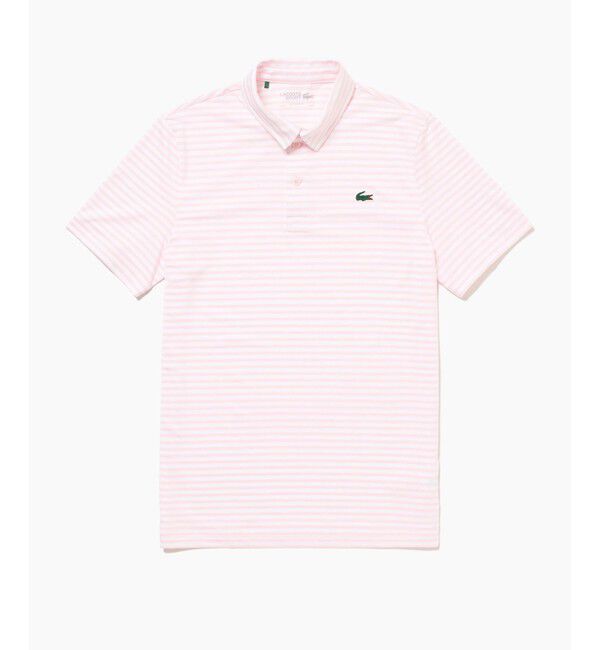 LACOSTE「UVカット UPF50+ ウルトラドライバイカラーボーダーポロシャツ」|ポロシャツ|ピンク