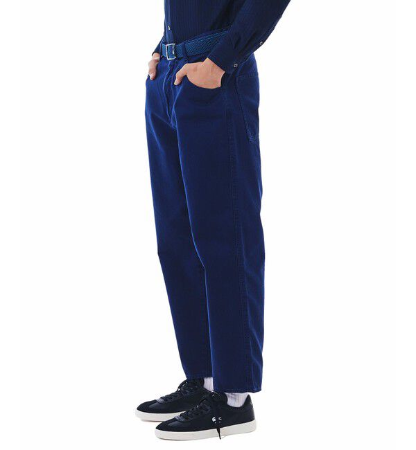 LACOSTE「11.5oz ワイドテーパードカラーデニムパンツ」|デニム|ネイビー
