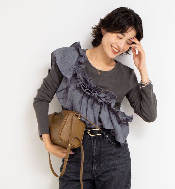 Rie Miller「3WAYリブフリルロンT」|Tシャツ・カットソー|