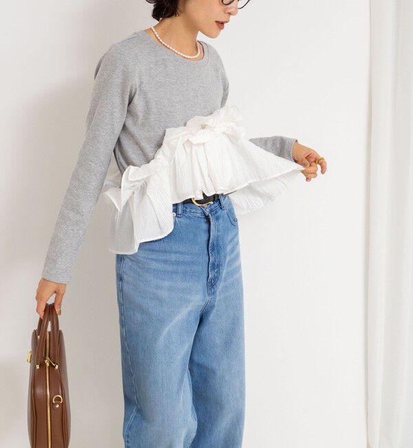 Rie Miller「3WAYリブフリルロンT」|Tシャツ・カットソー|