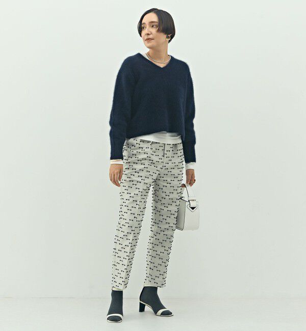 NOLLEY'S「《セットアップ対応》ウォッシャブルリボンジャガードタックテーパードパンツ」|その他|