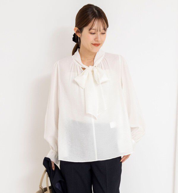 NOLLEY'S「ウォッシャブルシアーボウタイ2WAYブラウス」|シャツ・ブラウス|