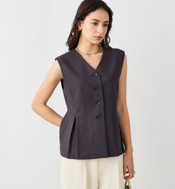 NOLLEY'S sophi「《セットアップ対応》ウォッシャブルドライシャークペプラムジレ」|ベスト・ジレ|