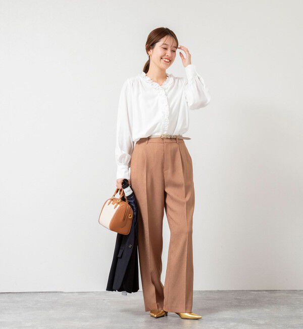 NOLLEY'S「ウォッシャブルフロントフリルVネックブラウス」|シャツ・ブラウス|