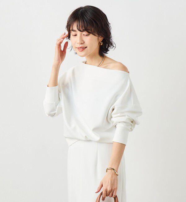 NOLLEY'S sophi「《セットアップ対応》ウォッシャブルボートネックライトダンボールプルオーバー」|Tシャツ・カットソー|