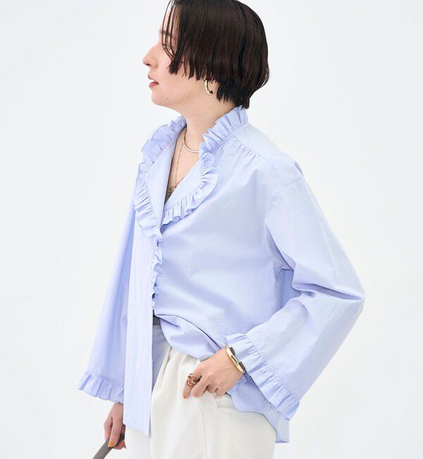 NOLLEY'S sophi「ウォッシャブルORGANICコットンフリルシャツブラウス」|シャツ・ブラウス|