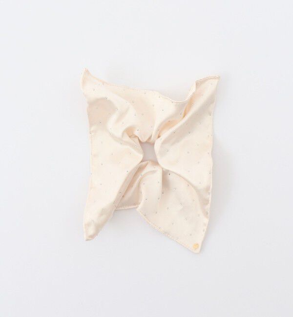 NOLLEY'S「NOLLEYSサテンスクエアキラドットシュシュ」|ヘアゴム・シュシュ|オフホワイト