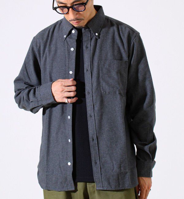 GLOSTER「＜つぶし衿＞U.S.COTTON混 ボタンダウンネルシャツ」|シャツ・ブラウス|