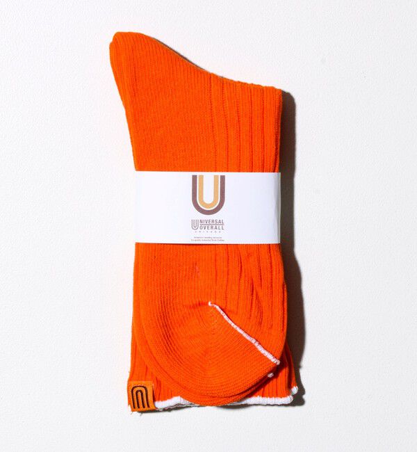 GLOSTER「【UNIVERSAL OVERALL】クルーソックス Vソックス」|ソックス|オレンジ
