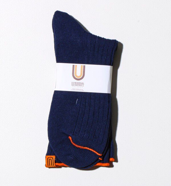 GLOSTER「【UNIVERSAL OVERALL】クルーソックス Vソックス」|ソックス|ネイビー