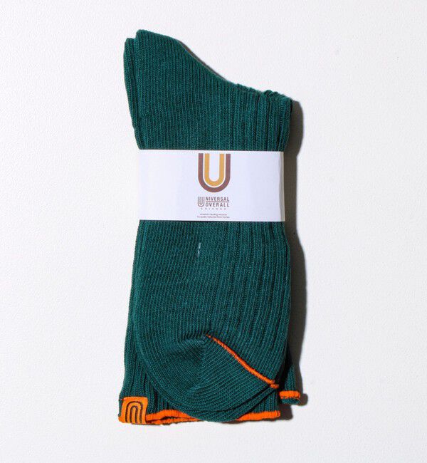 GLOSTER「【UNIVERSAL OVERALL】クルーソックス Vソックス」|ソックス|グリーン