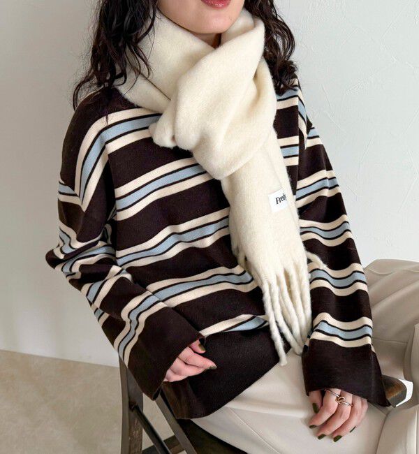 fredy emue「ウール混ブークレ無地マフラー 30」|マフラー|アイボリー