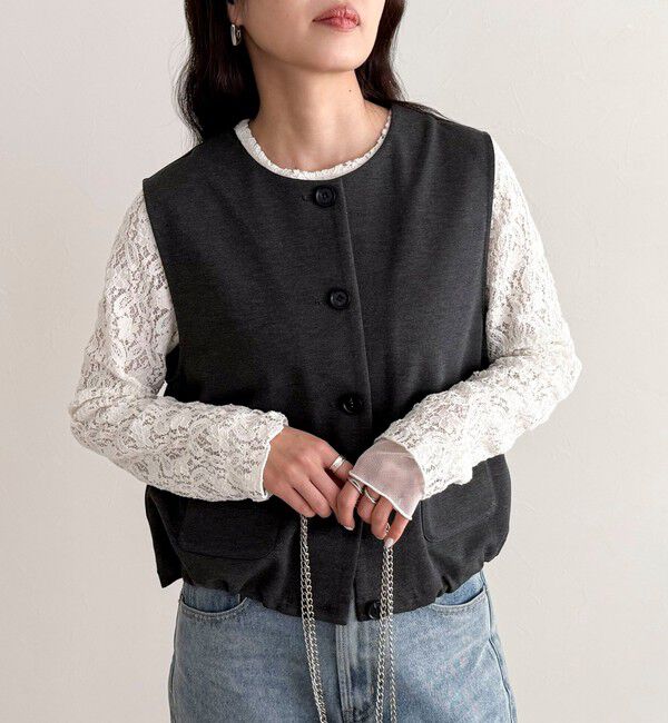 fredy emue「【セットアップ対応】ポンチノーカラージレ」|ベスト・ジレ|