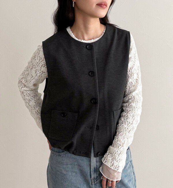 fredy emue「【セットアップ対応】ポンチノーカラージレ」|ベスト・ジレ|