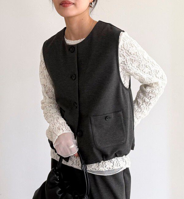 fredy emue「【セットアップ対応】ポンチノーカラージレ」|ベスト・ジレ|