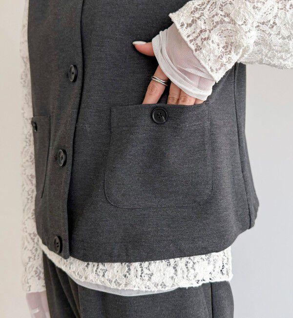 fredy emue「【セットアップ対応】ポンチノーカラージレ」|ベスト・ジレ|