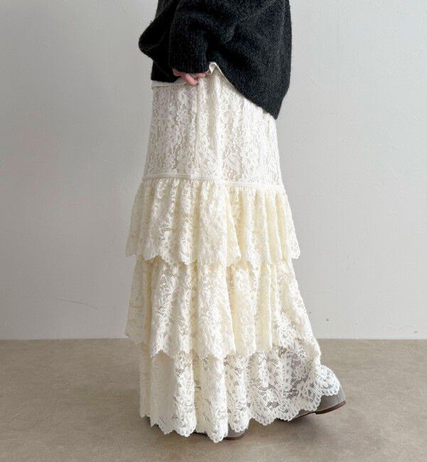 fredy emue「起毛レースティアードスカート」|スカート|オフホワイト