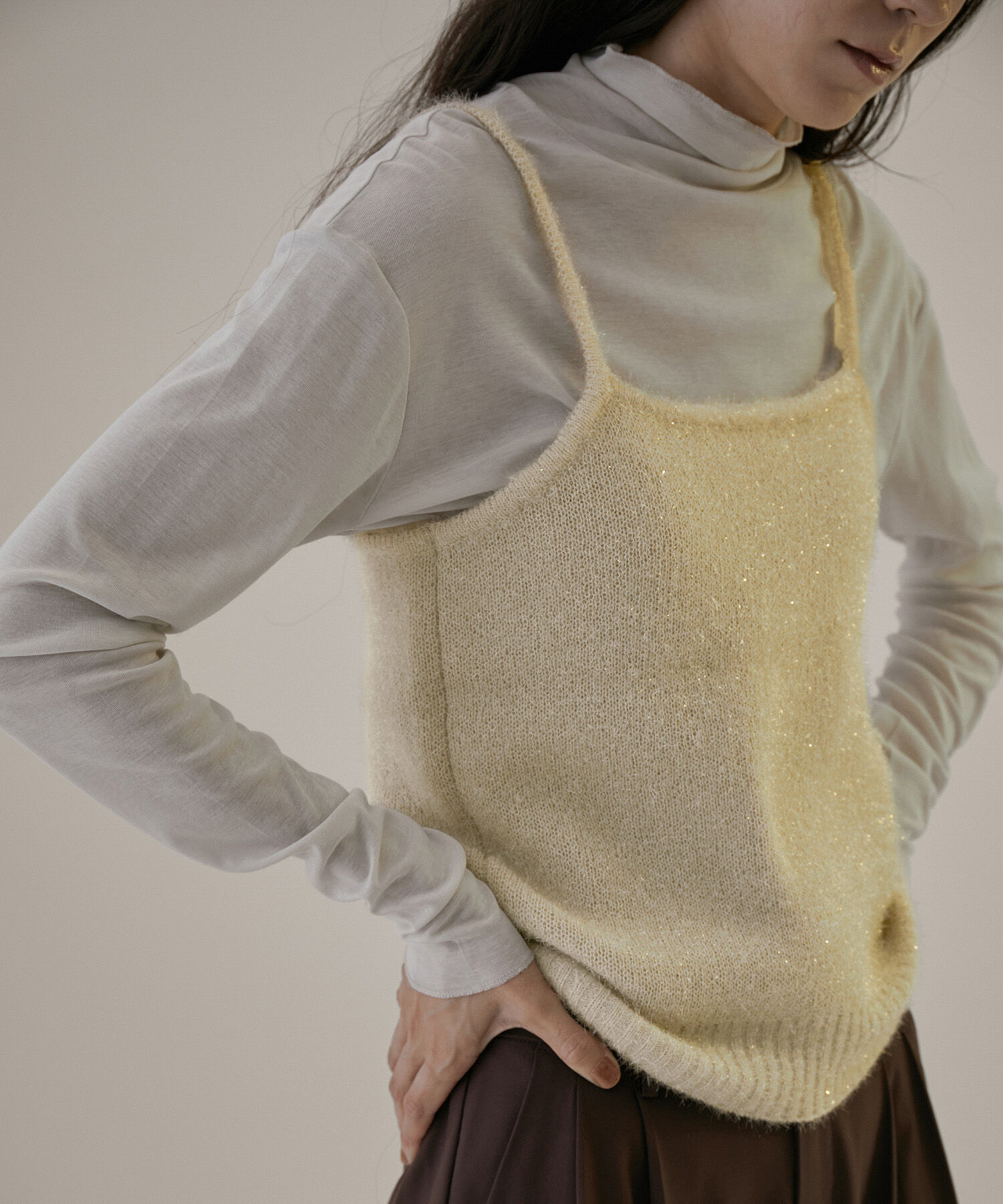 SALON adam et rope'「【WEB限定】ラメニットキャミソール【セットアップ対応】」|キャミソール|