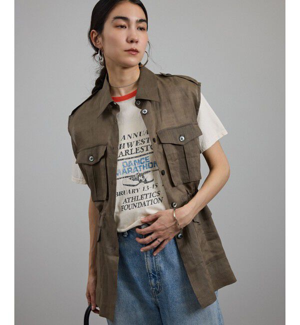 SALON adam et rope'「シアーリネンミリタリージレ」|ベスト・ジレ|