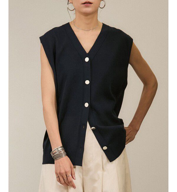SALON adam et rope'「【WEB限定】ドライタッチメタルボタンニットジレ / ベスト［洗える］」|ベスト・ジレ|
