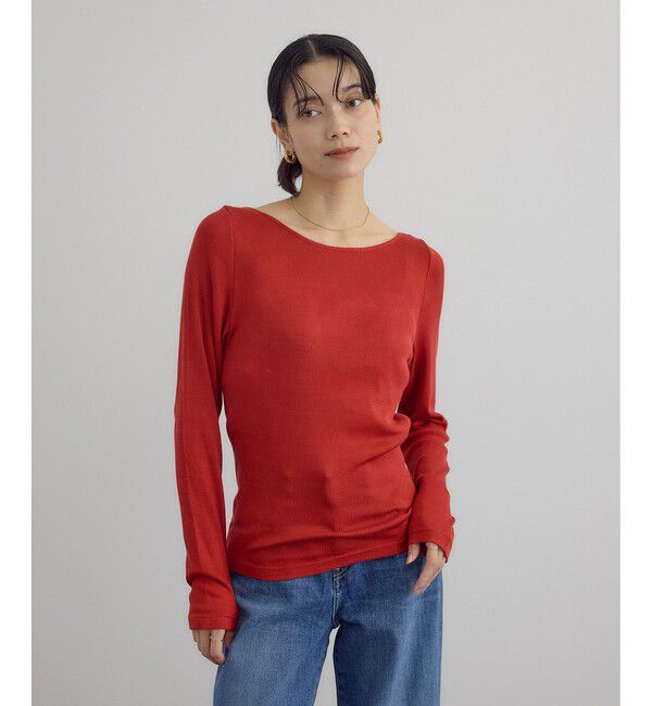 SALON adam et rope'「Hug Silkラウンドネックプルオーバー 3 / 新色追加」|Tシャツ・カットソー|レッド(60)