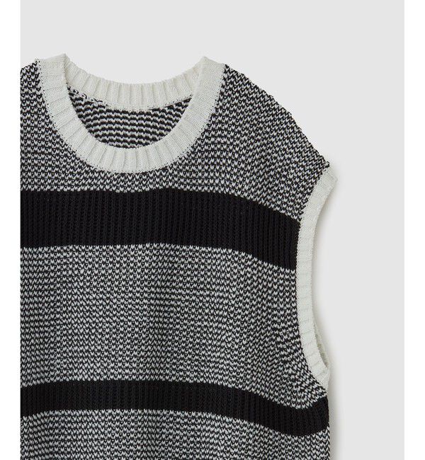 ROPE「モノトーン透かし柄ニットベスト」|ベスト・ジレ|