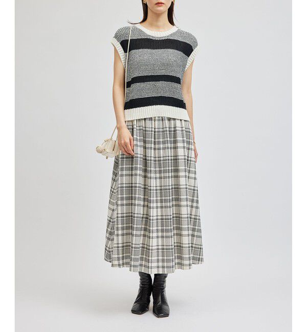 ROPE「モノトーン透かし柄ニットベスト」|ベスト・ジレ|