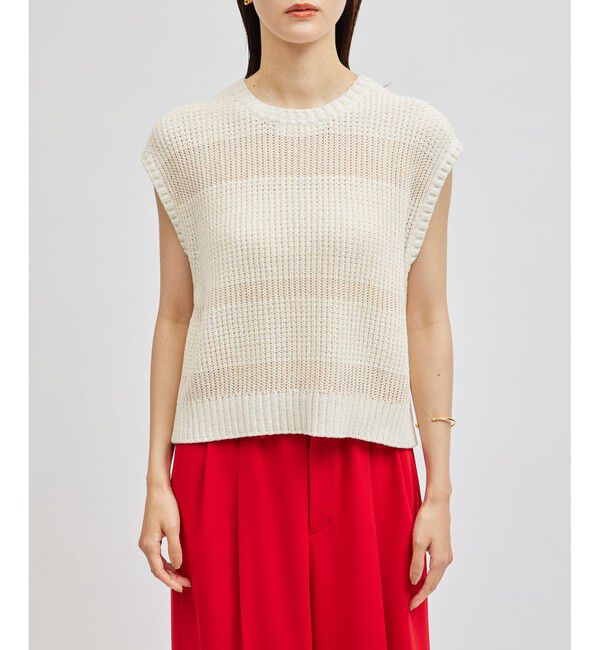 ROPE「モノトーン透かし柄ニットベスト」|ベスト・ジレ|