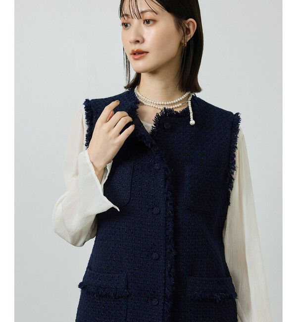ROPE「ミックスツイードジレベスト」|ベスト・ジレ|ネイビー(40)
