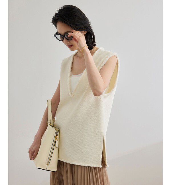 ROPE「【洗える】【WEB・一部店舗限定】サマーツイードオーバージレ」|ベスト・ジレ|キナリ系(17)