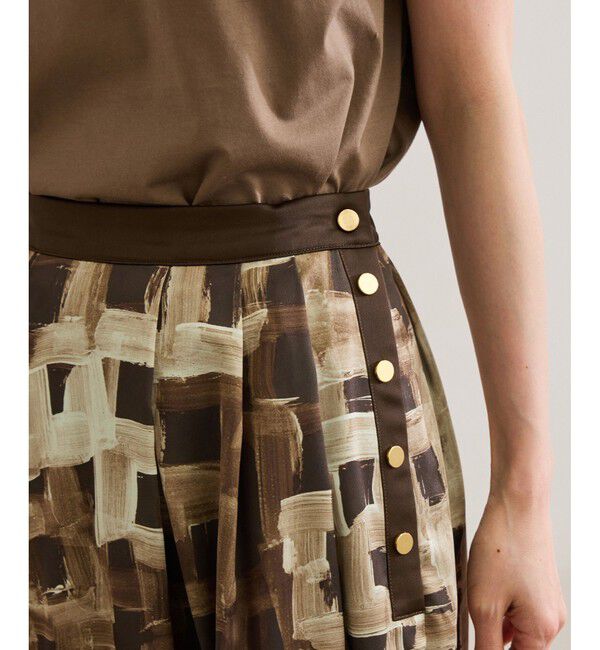 ROPE「スクエア ジオメトリックプリントスカート/イージーケア」|スカート|